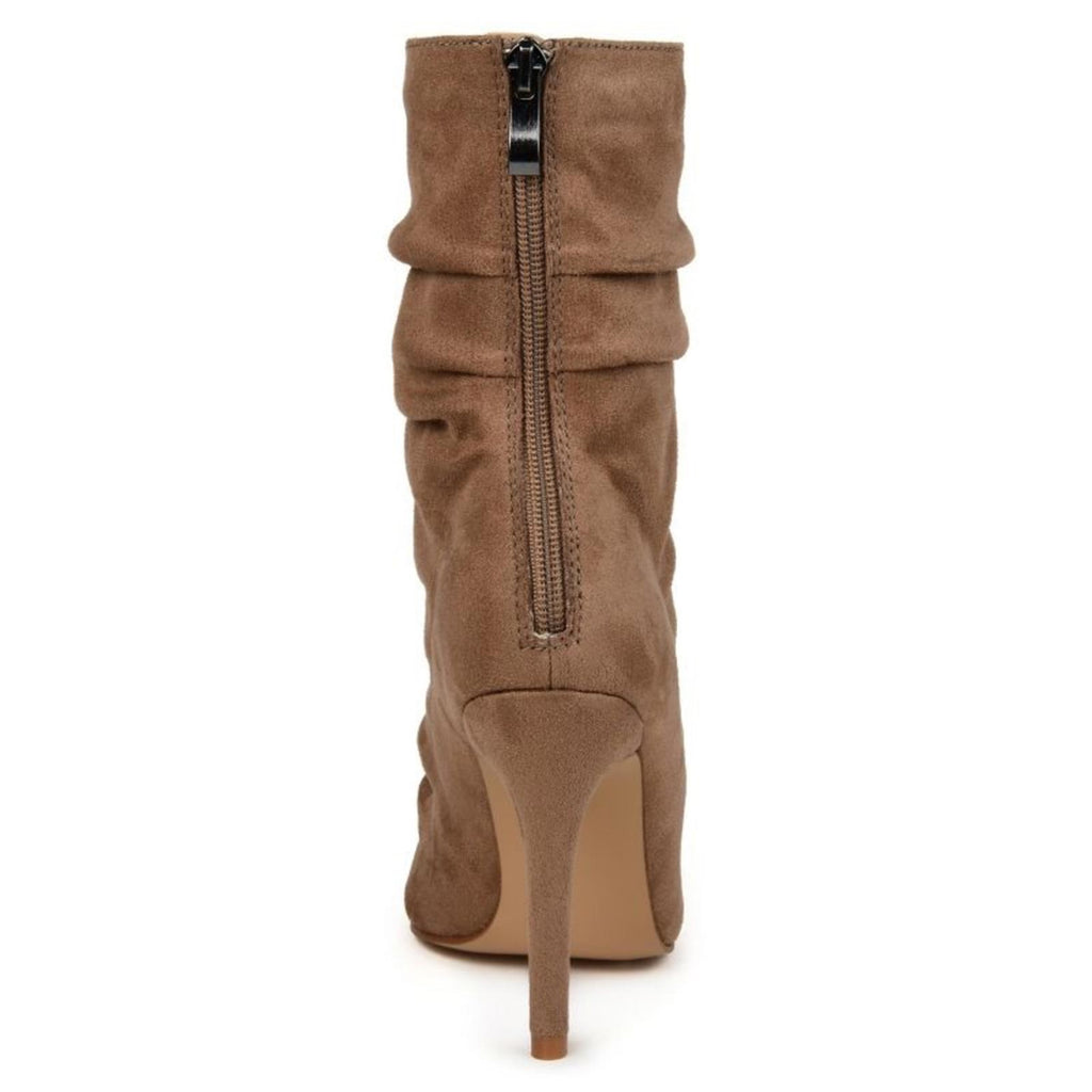 Journee Collection Markie Back Heel Zip Stiletto Booties in Tan, Size 9.5 NEW