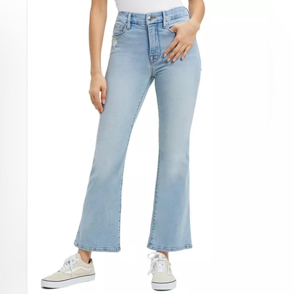 Good American GLC High Rise Mini Bootcut Jeans in Indigo, NWT, Size 16