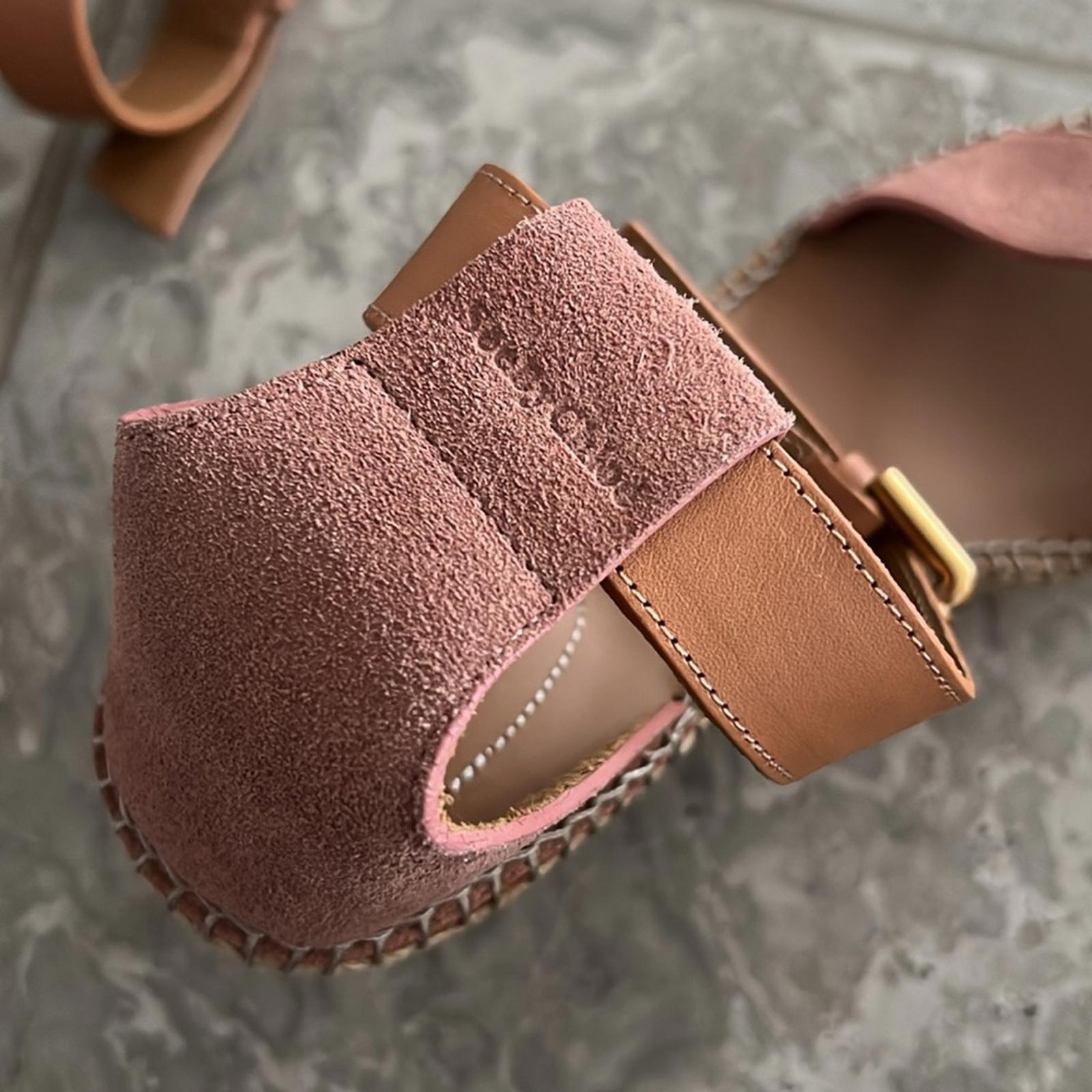 See by Chloé Glyn Calf Leather Espadrille Platform Wedge Sandals, Size 42 NWT