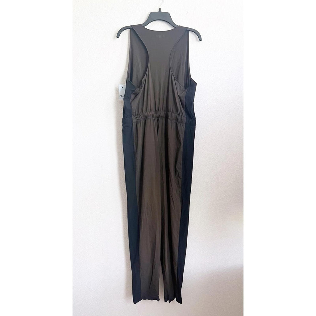 FLX Active Brown Sleeveless Woven Jumpsuit, Size XL, New with Tag