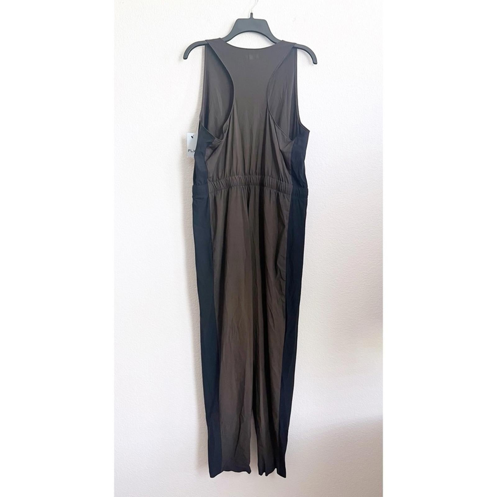 FLX Active Brown Sleeveless Woven Jumpsuit, Size XL, New with Tag