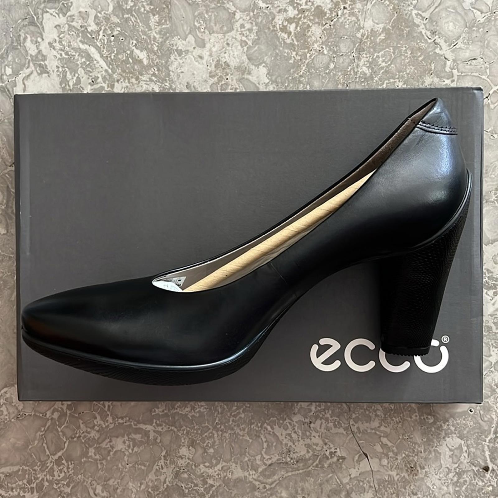 Ecco Sculptured 75 Black Leather Pump Heels, Size EU 41 | US 10-10.5 New in Box