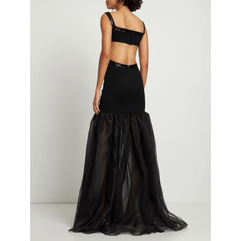 STAUD Emmaline Off-the-Shoulder Cut-Out Dress in Black, NWT, Size S