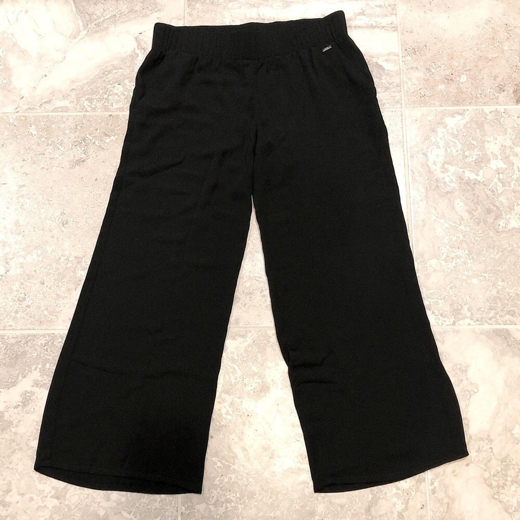 Armani Exchange Black Elastic Waist Trousers, Wide Leg Size 8 NWT Retail $480