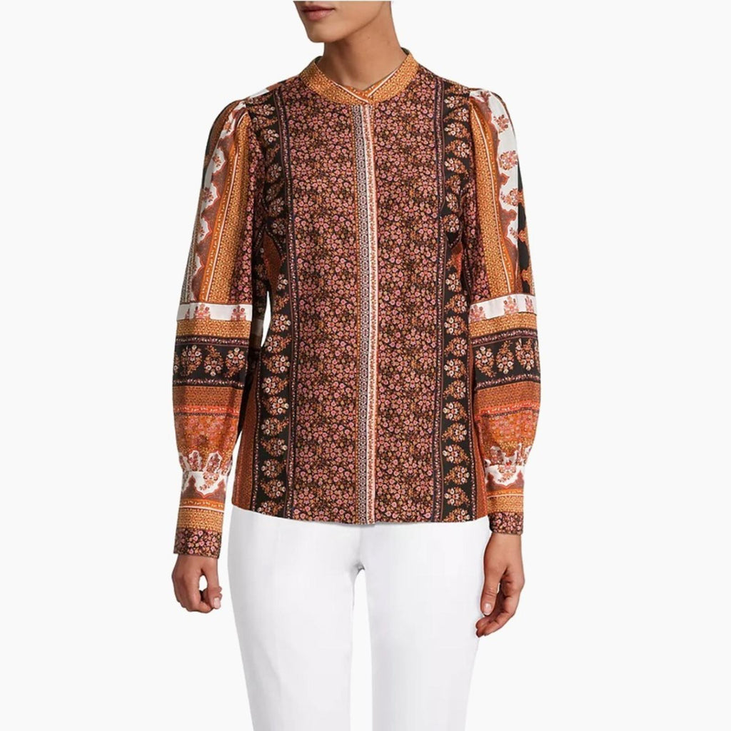 NWT Kobi Halperin Amy Printed Silk Blouse, Size L New w/Tag Retail $398 SOLD OUT