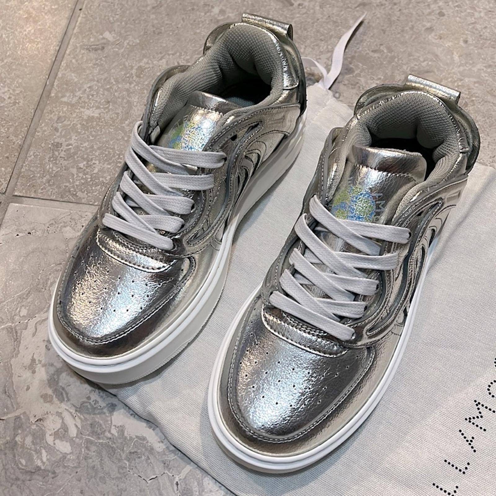 Stella McCartney S-Wave Lace Up Sneakers, Metallic Size 35 NEW w/Dust Bag $830