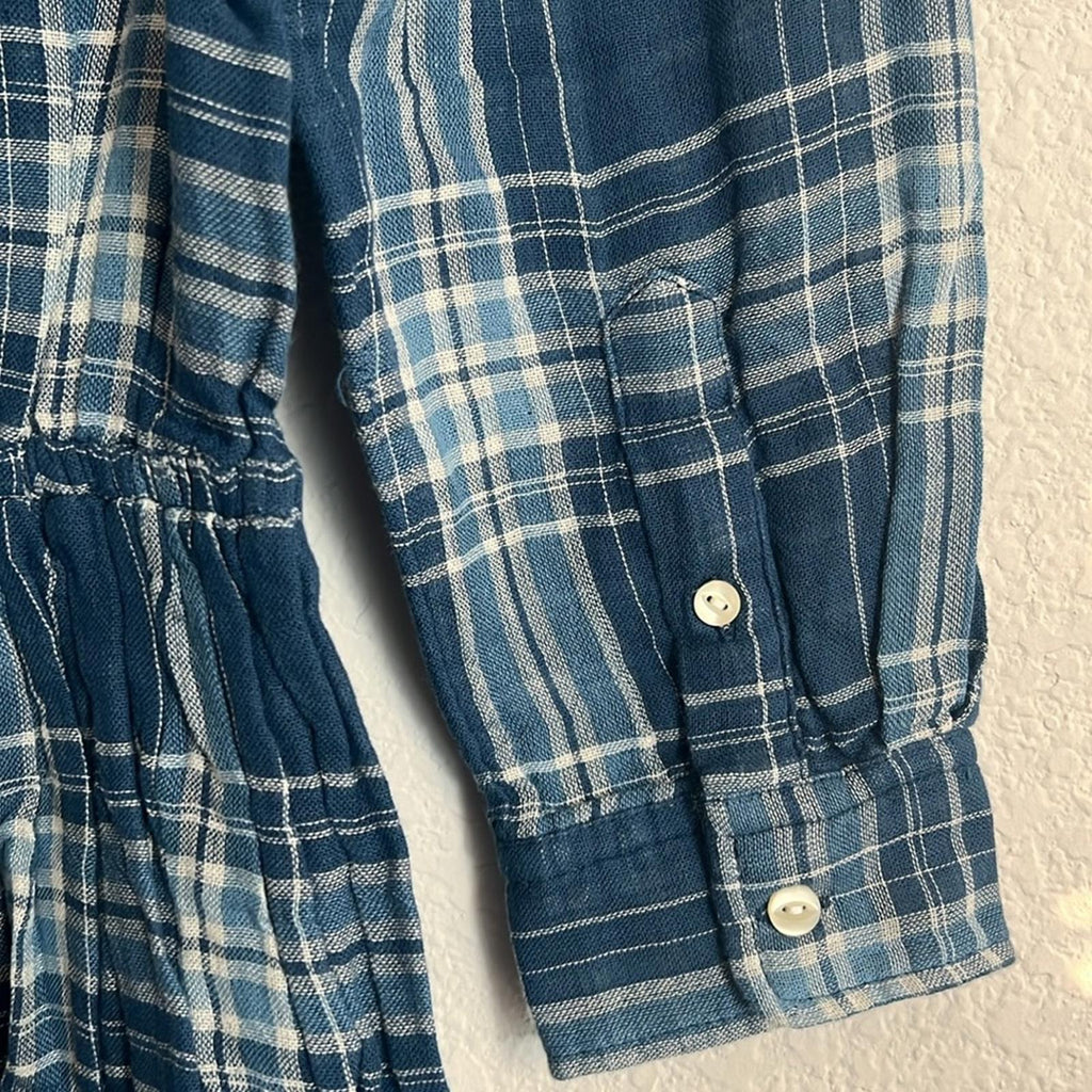 Polo Ralph Lauren Plaid Double-Faced Cotton Shirtdress in Blue, NWT, Size 16