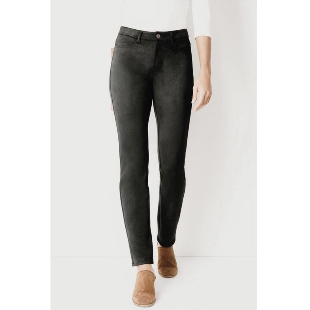 J. Jill Luxe Skinny Pants Cotton Faux-Suede High-Waist Flagstone, Size 16 NEW