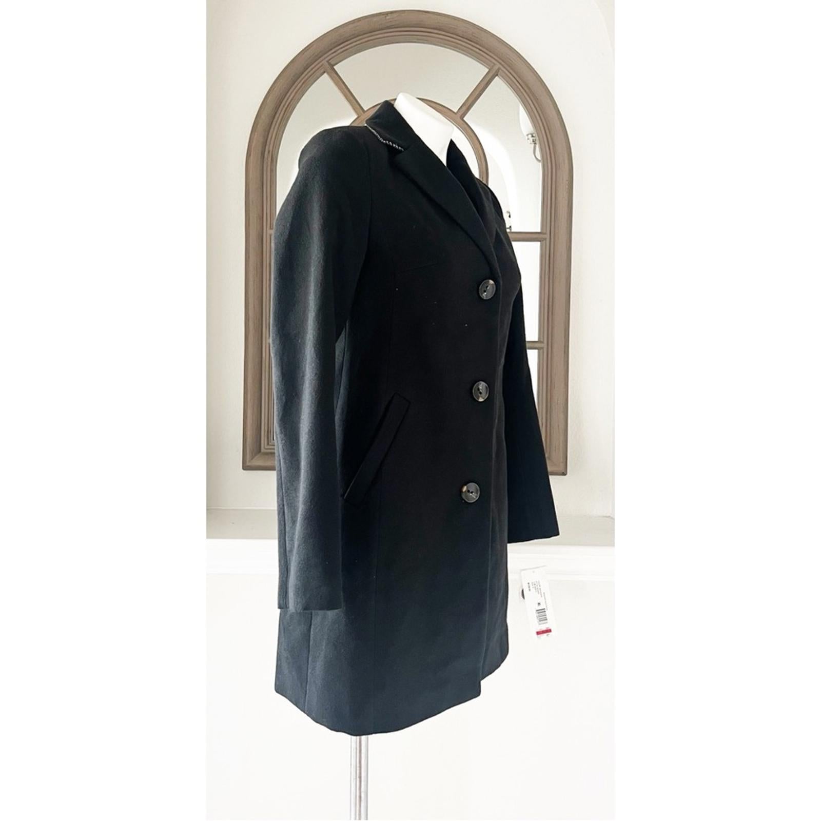 Maralyn & Me Single Breasted Reefer Trench Coat in Black, Size S New w/Tag