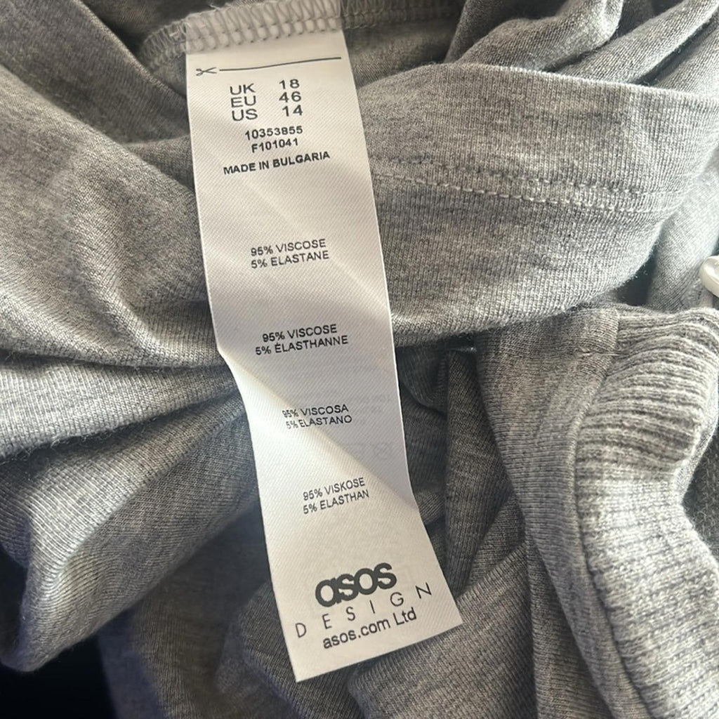 ASOS Shoulder Pad Jersey Short Unitard in Grey Marl, Size 14 EXCELLENT