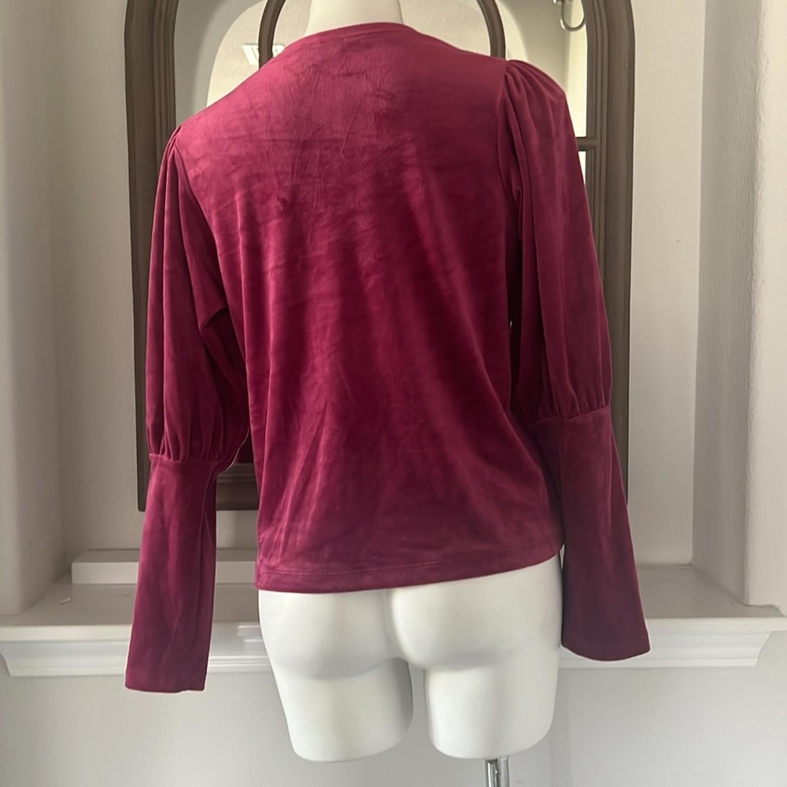 New 1.STATE Velvet V-Neck Blouse in Plum Fairy, Pullover Size M New w/Tag