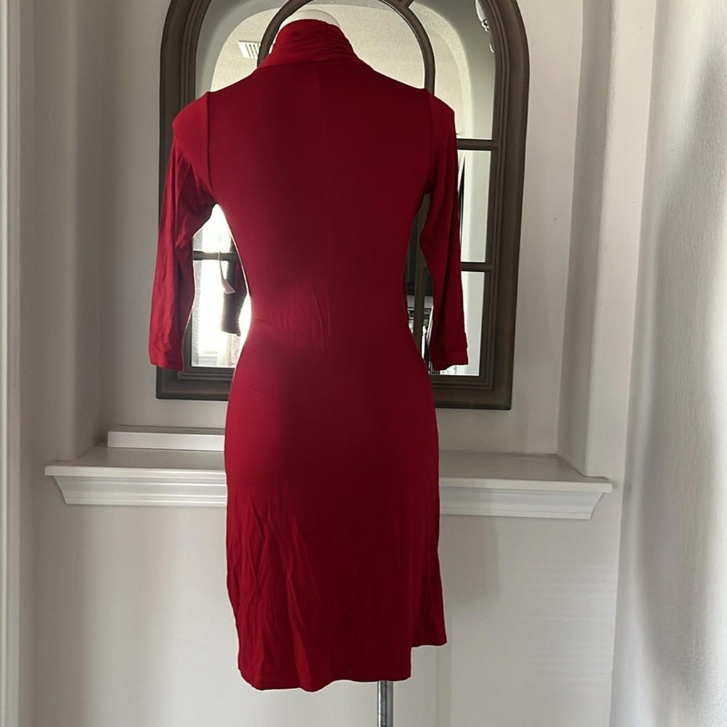 Karen Kane Cascade Faux Wrap Dress in Red, Size XS New w/Tag