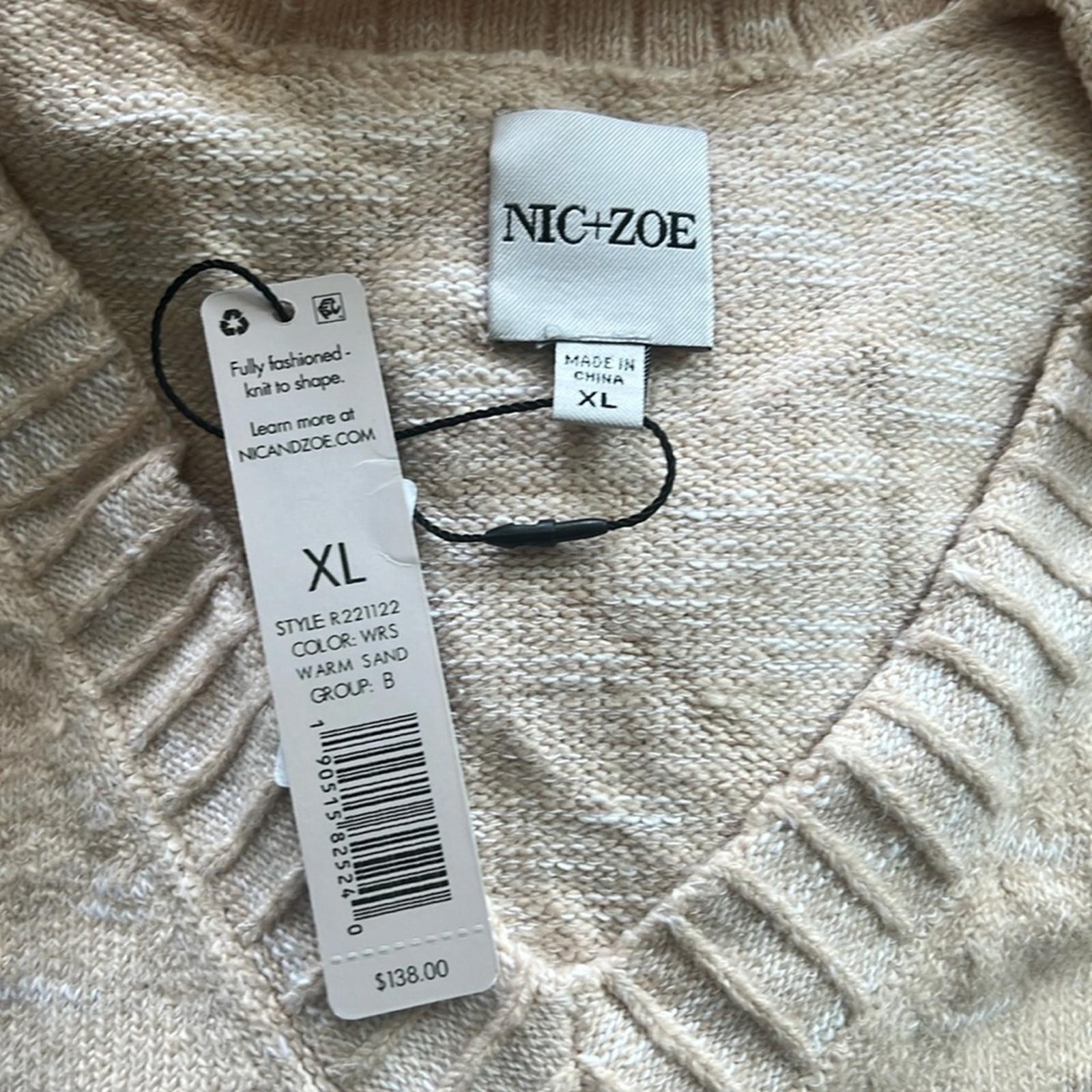 NIC+ZOE Evening Chill Sweater in Warm Sand, Size XL New w/Tag $138