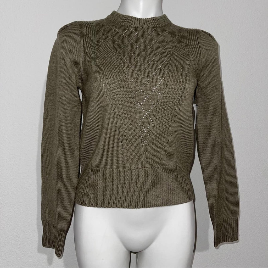 Joie Iena Pointelle Knit Sweater in Stone Grey Size XS New w/Tag $328