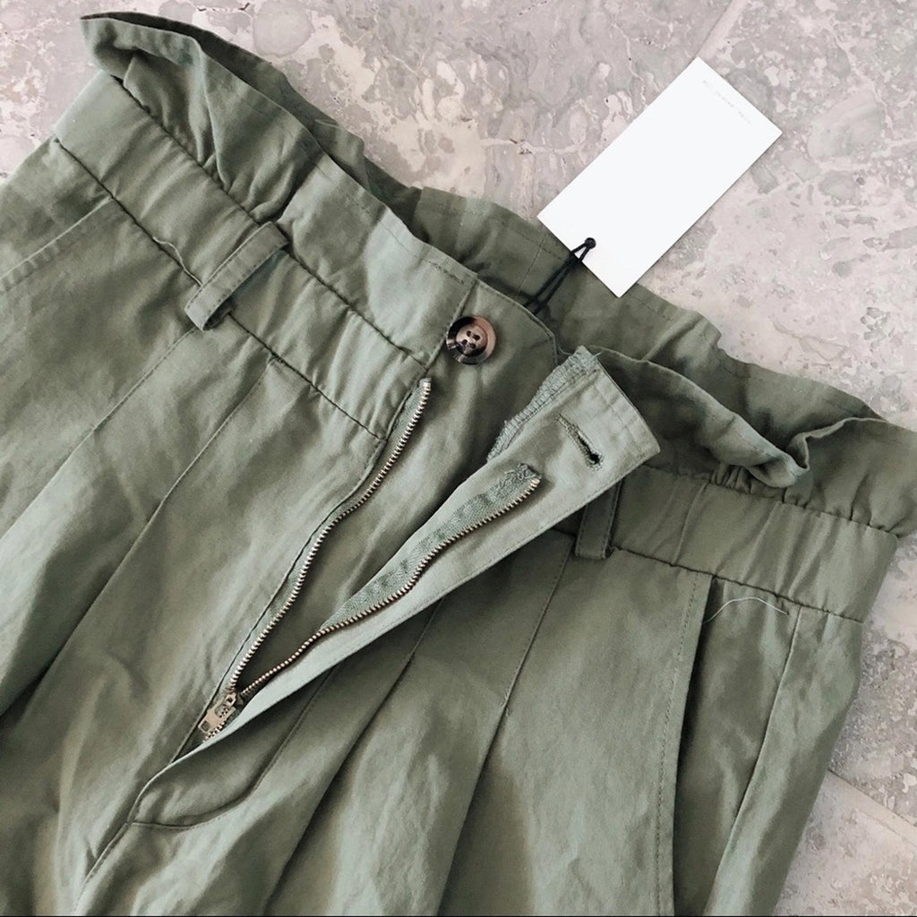 7 For All Mankind Paper Bag Waist Green Jean, Size M, NEW