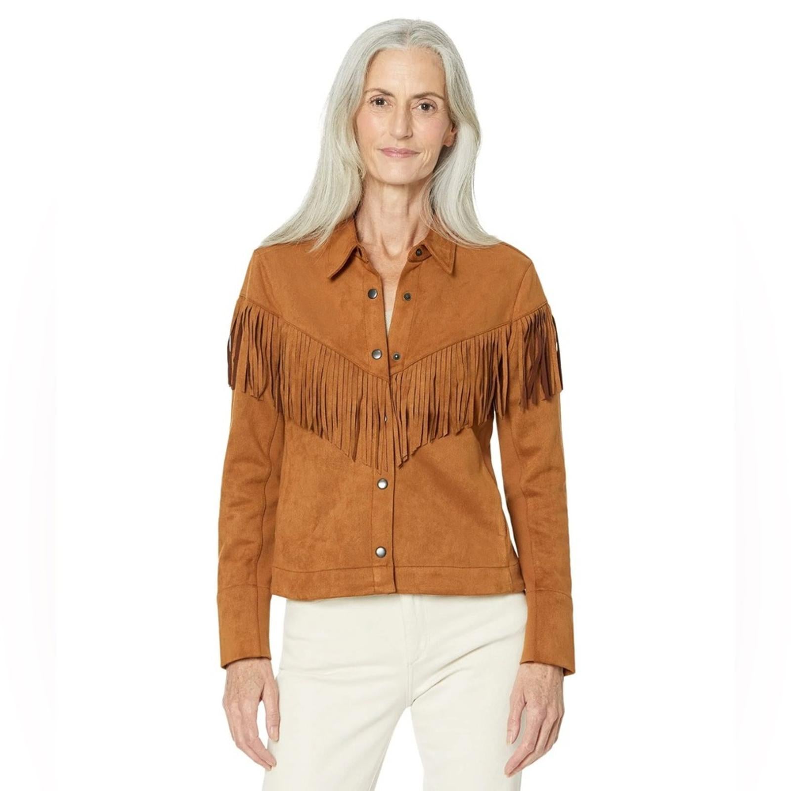NIC+ZOE Plus Faux Suede Fall Fringe Jacket, Size 2X New w/Tag