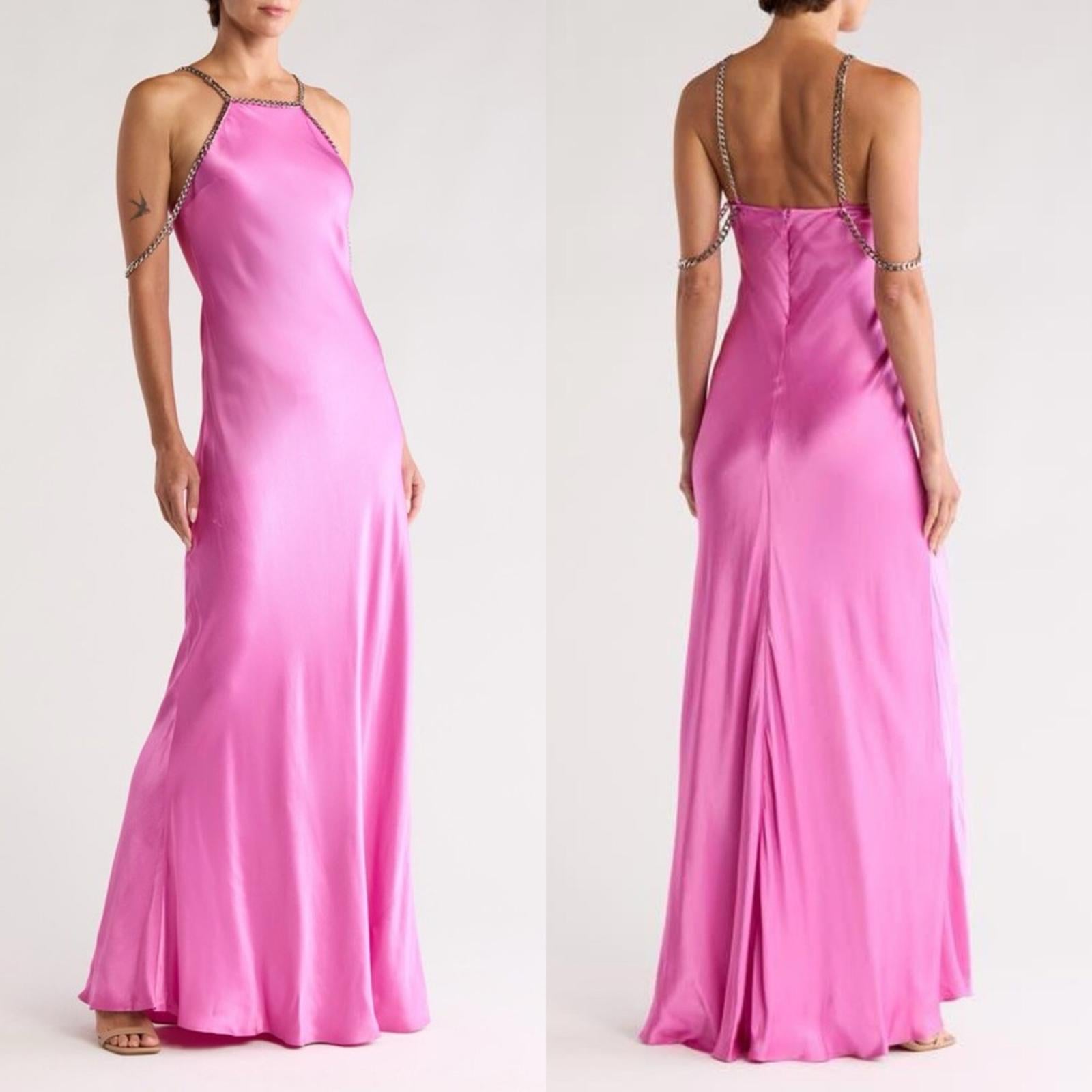 L’Agence Majesty Chain Trim Gown in Pink, Size 2 New w/Tag