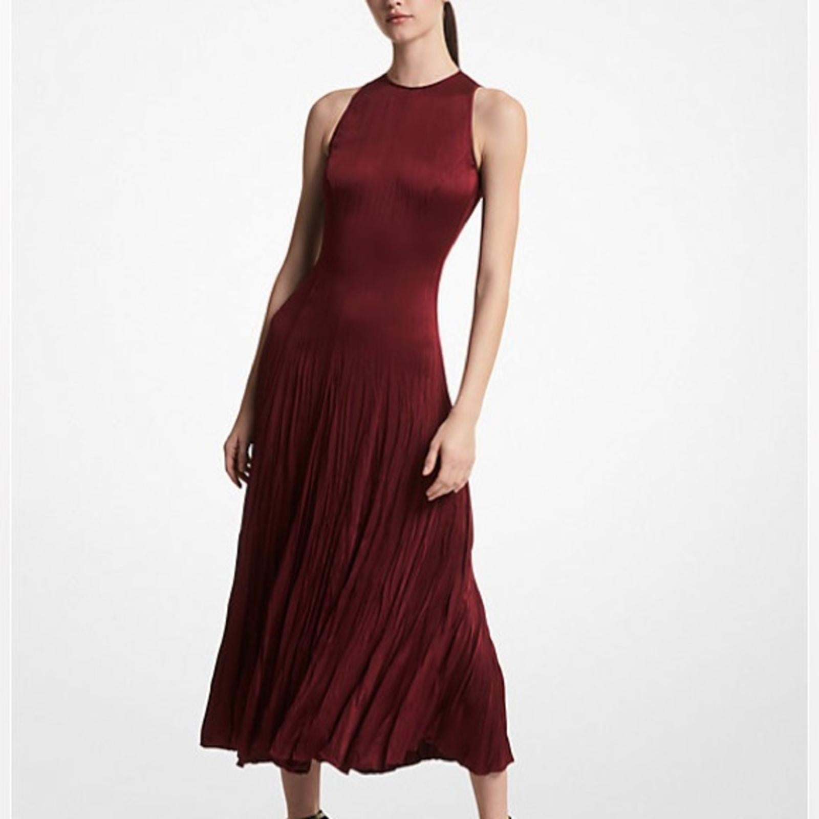 Michael Kors Collection Jamison Crushed Charmeuse Midi Dress NWT Retail $1,990