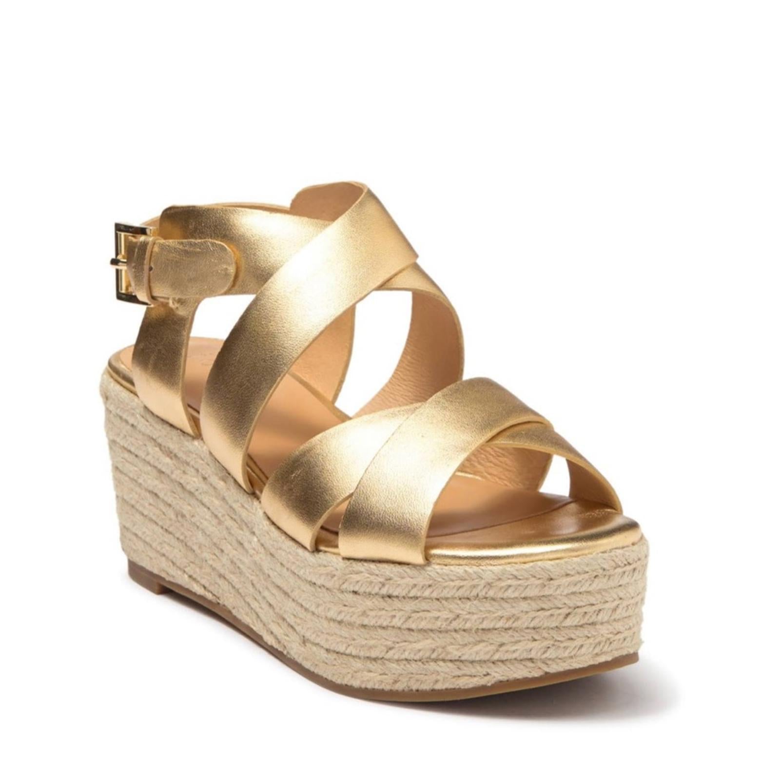 New JOIE Gaelyn Espadrilles Platform Sandals, Light Gold Size 41 New in Box $278
