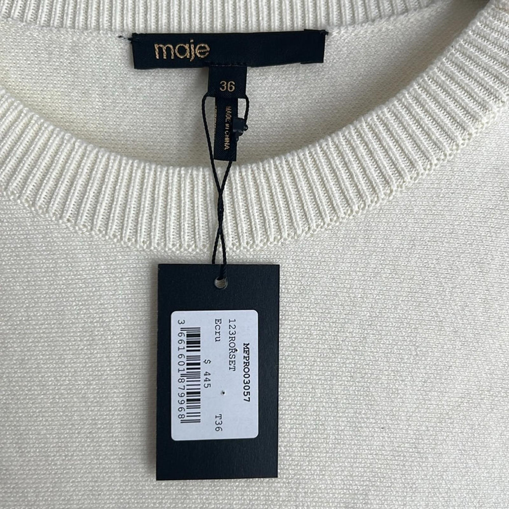 Maje Balloon Sleeve Sweater Dress in Ecru/Cream, Women’s Size EU36 NWT