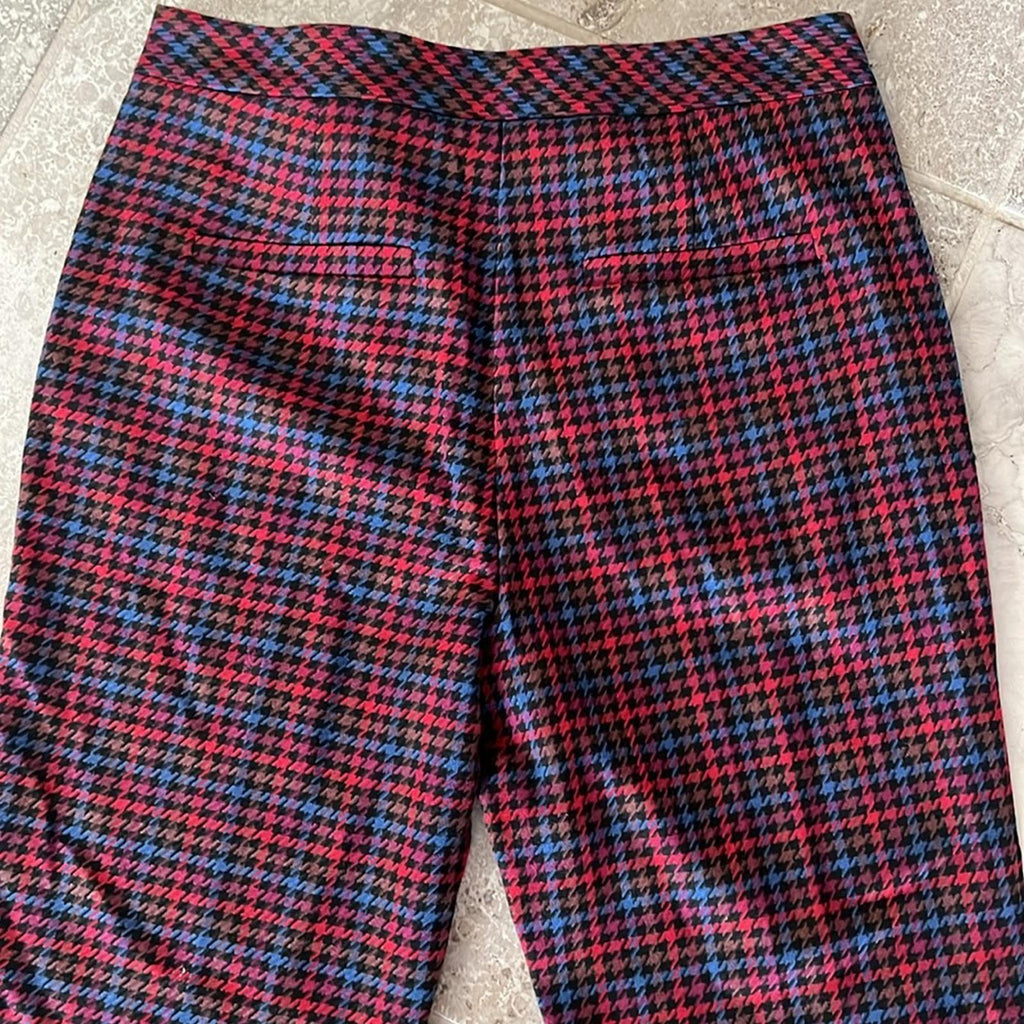 Trina Turk The Willis Flare Pants Multicolor Houndstooth Print Size 0 EXCELLENT!