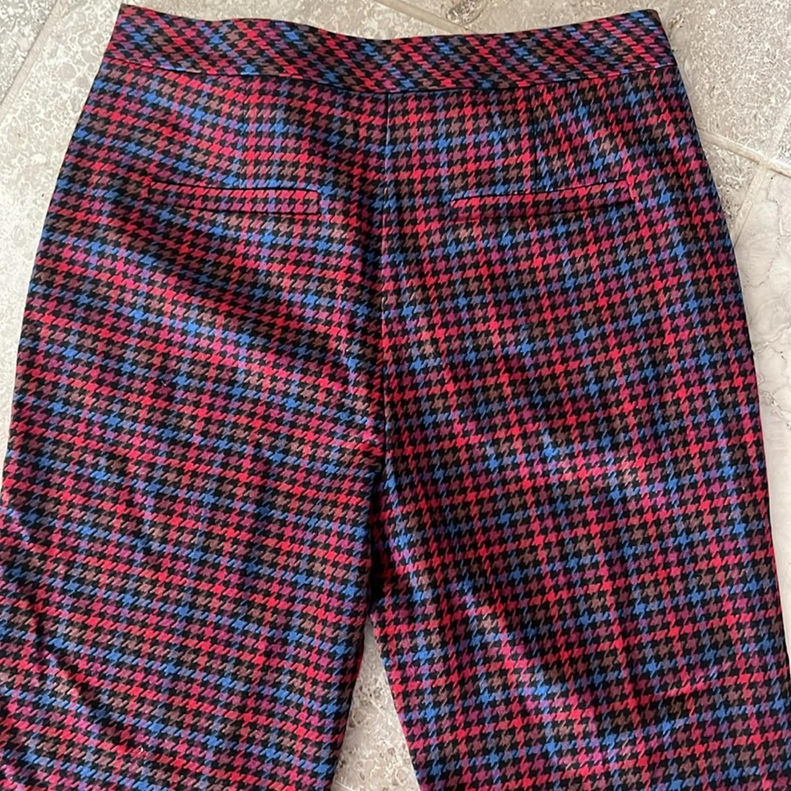 Trina Turk The Willis Flare Pants Multicolor Houndstooth Print Size 0 EXCELLENT!