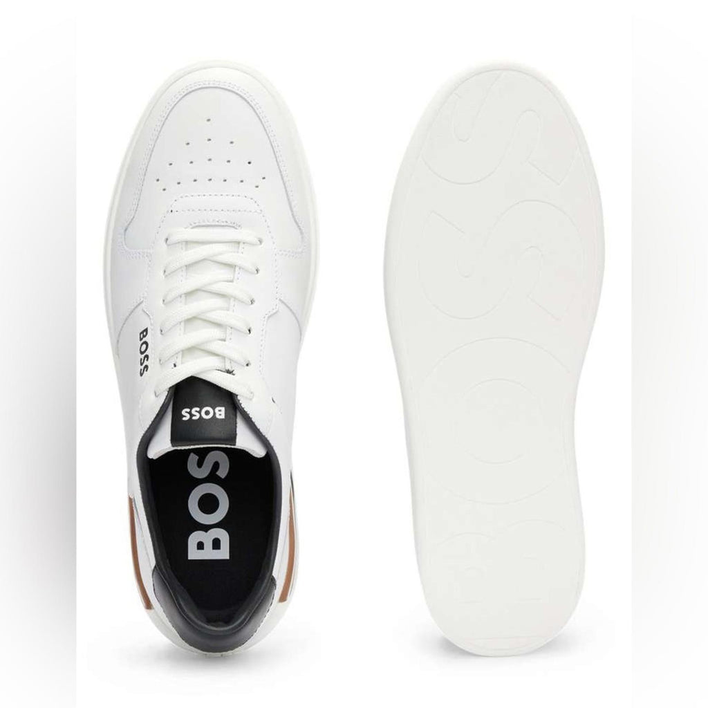BOSS Leather Sneakers Clint in White, Size 43/10 New in Box