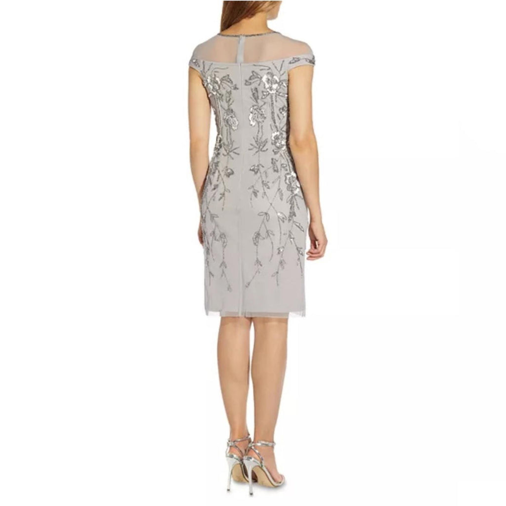 Adrianna Papell Embellished Sheath Dress in Bridal Silver, NEW, Size 4 $249