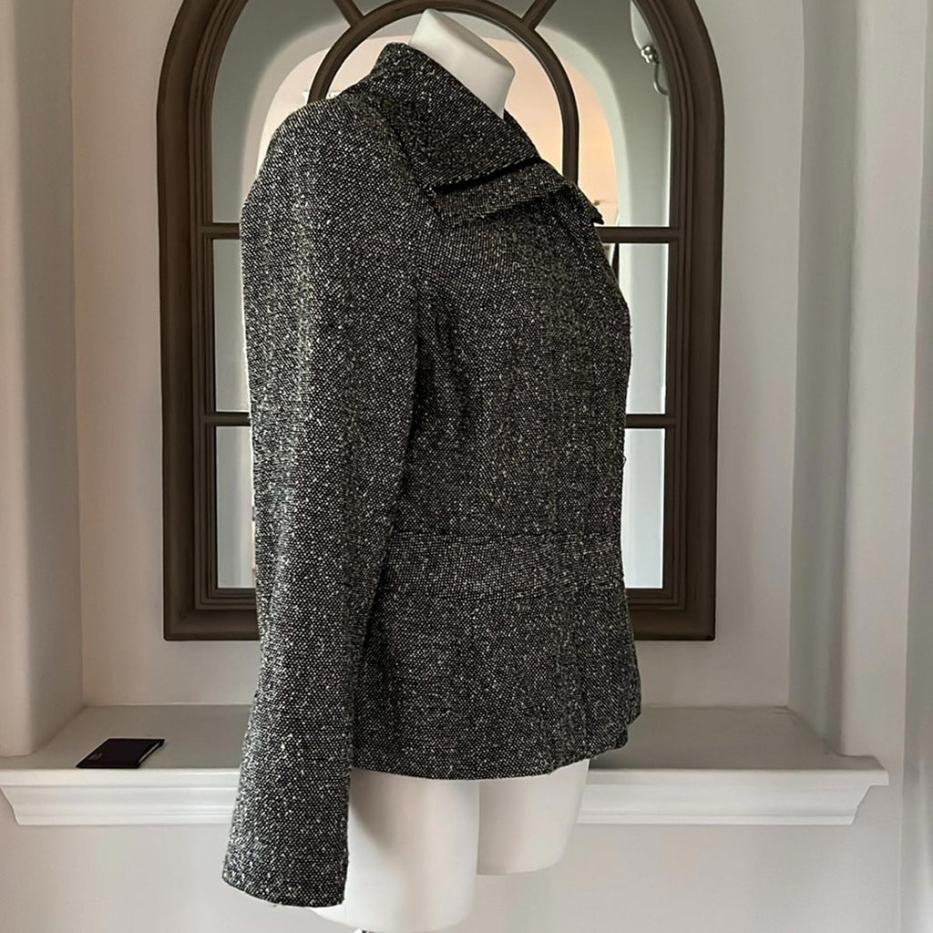 SANDRO Sportswear Tweed Jacket, Black/White Size L EXCELLENT!
