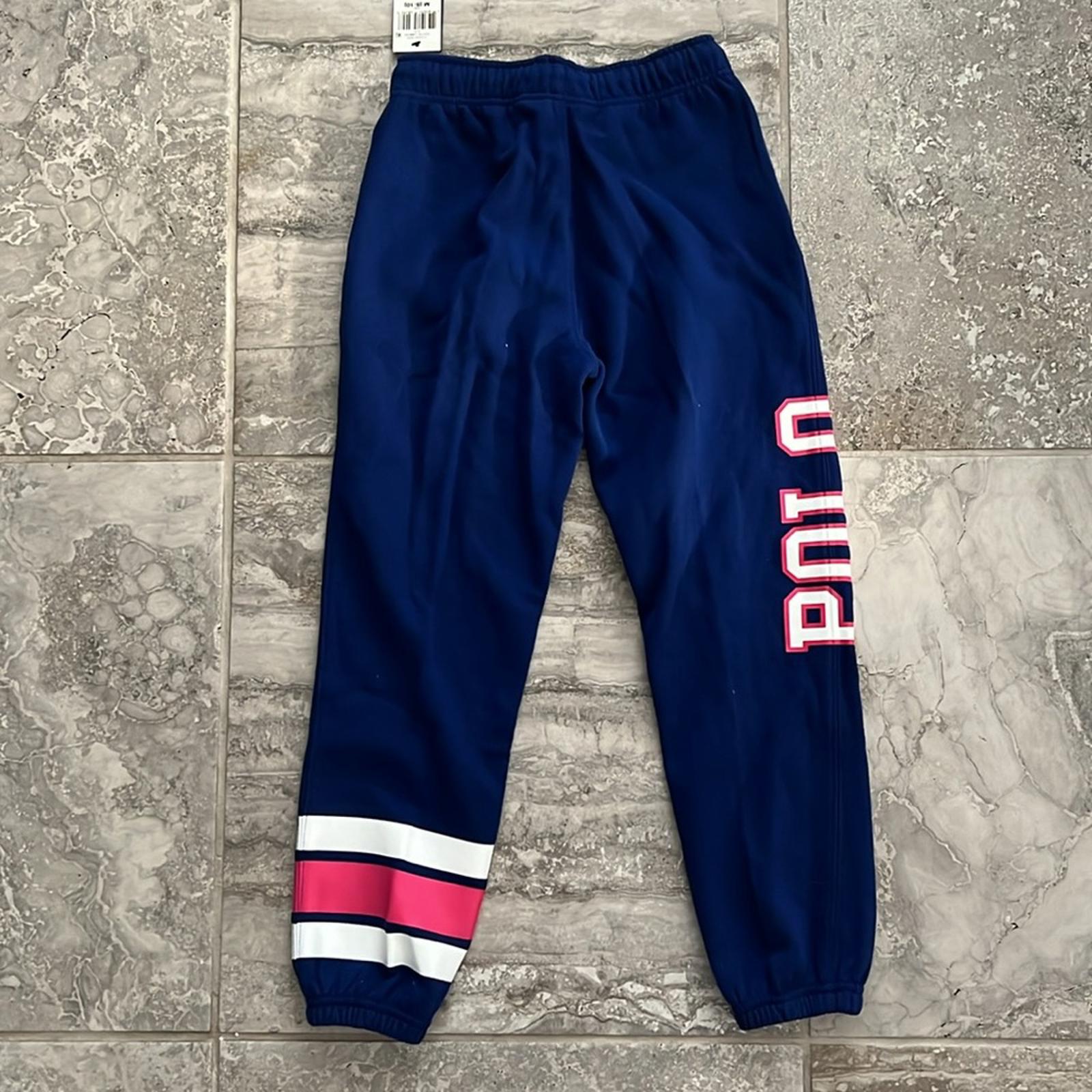 Polo Ralph Lauren Girls' Collegiate Jogger Pants, Blue Size M (8-10) New w/Tag