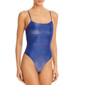 Aqua Bloomingdale’s Shimmer Square Neck One Piece Swimsuit, Sapphire Size S NWT