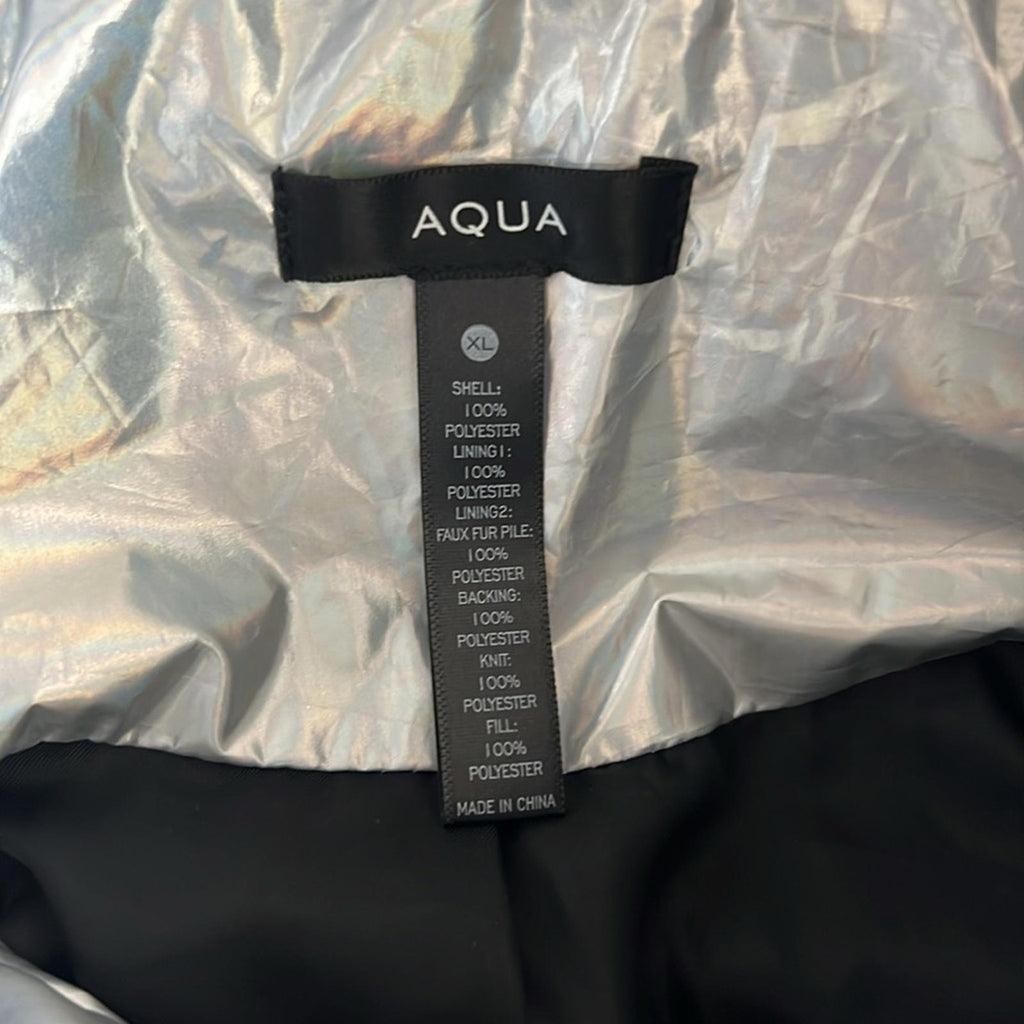 AQUA Iridescent Cropped Puffer Jacket, Omber Size XL New w/Tag $168
