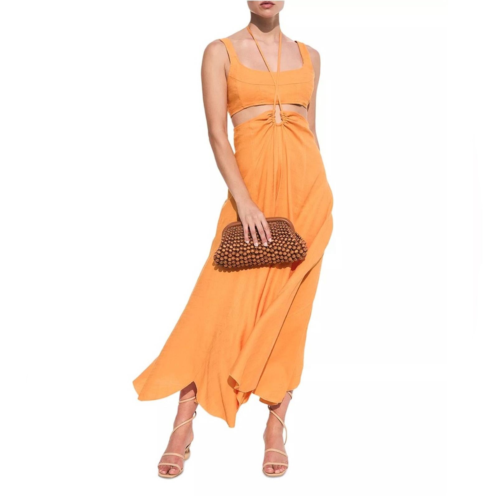 NEW Cult Gaia Eileen Waist Cutout Dress, Revolve Apricot, Size L New w/Tag