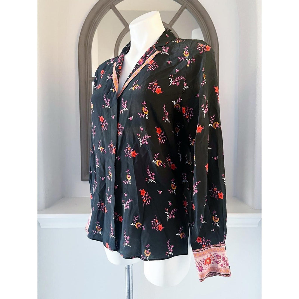 New Kobi Halperin Neo Silk Contrast Print Blouse, Size S New w/Tag $478