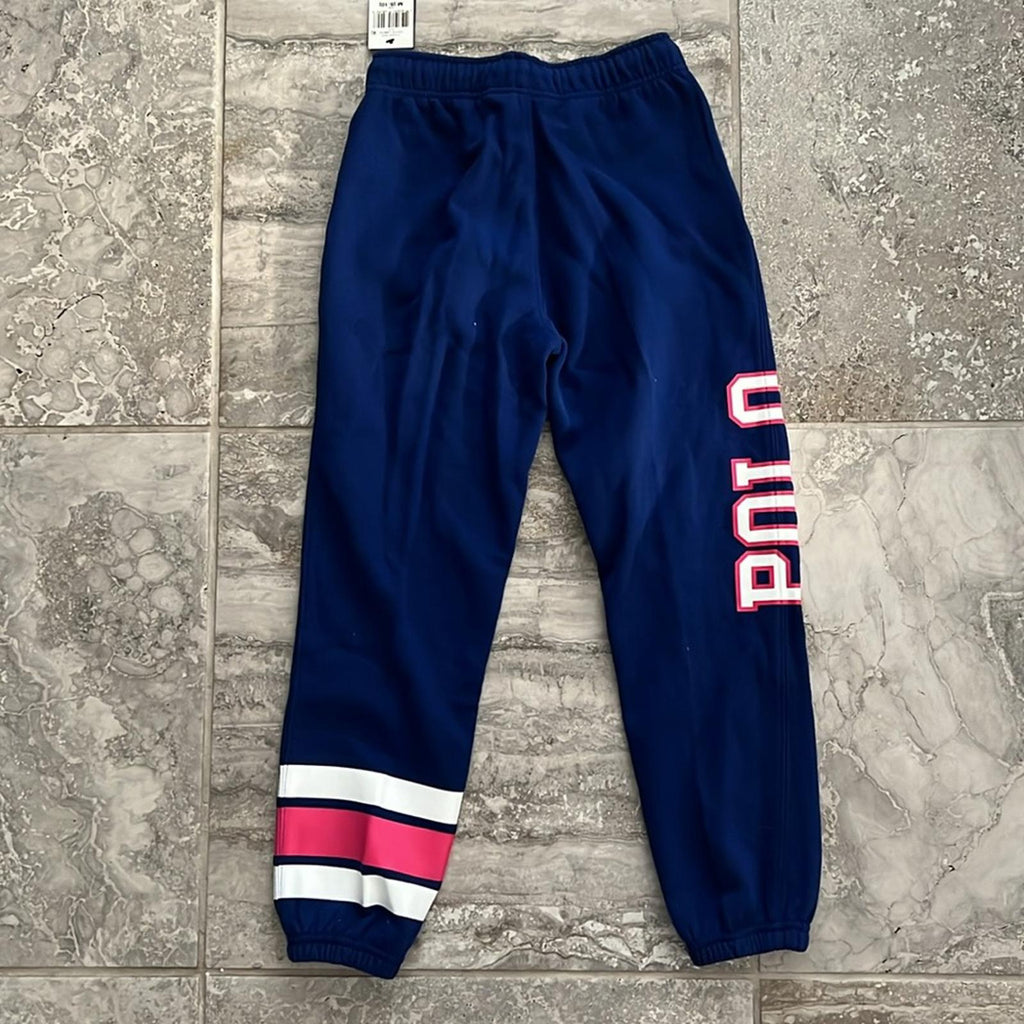 Polo Ralph Lauren Girls' Collegiate Jogger Pants, Blue Size M (8-10) New w/Tag