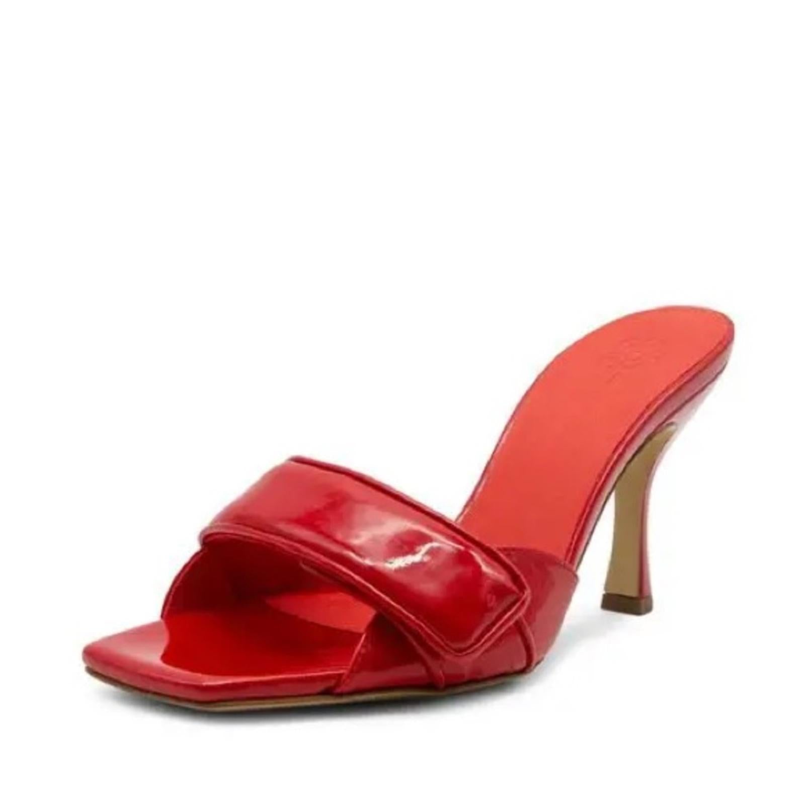 Gia Borghini Alodie Patent Leather Mules/Sandals in Red Size 41 NEW +DustBag