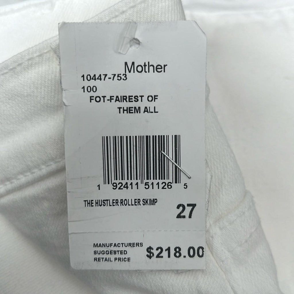 MOTHER The Hustler Roller Skimp White Jeans, Size 27 New w/Tag SOLD OUT