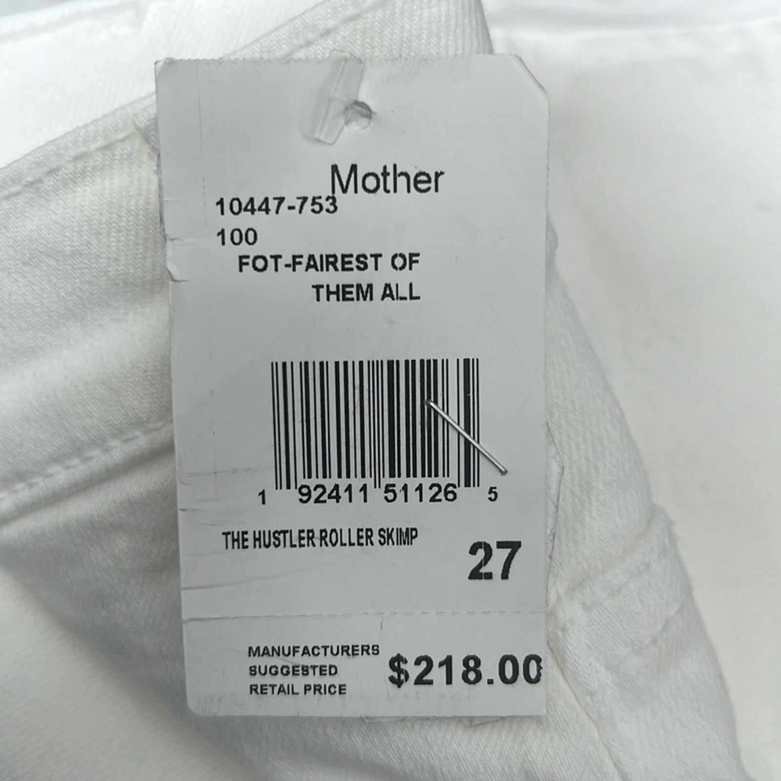 MOTHER The Hustler Roller Skimp White Jeans, Size 27 New w/Tag SOLD OUT