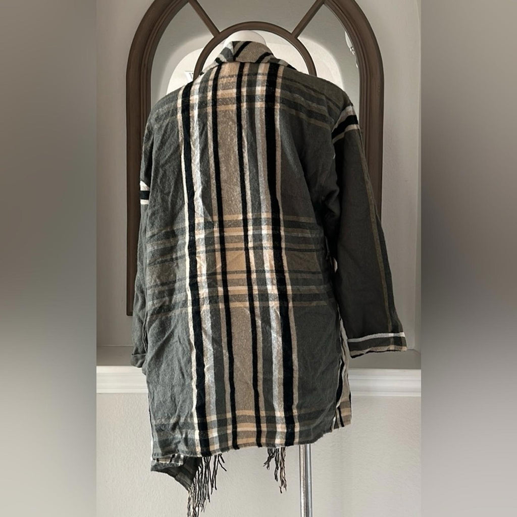 Buffalo’s I jeans Plaid Fringe Cardigan, Size M