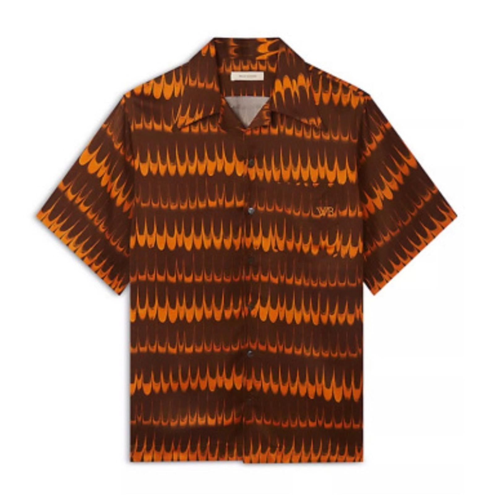 Wales Bonner Rhythm Short Sleeve Shirt in Brown Orange, NWT, Size 46