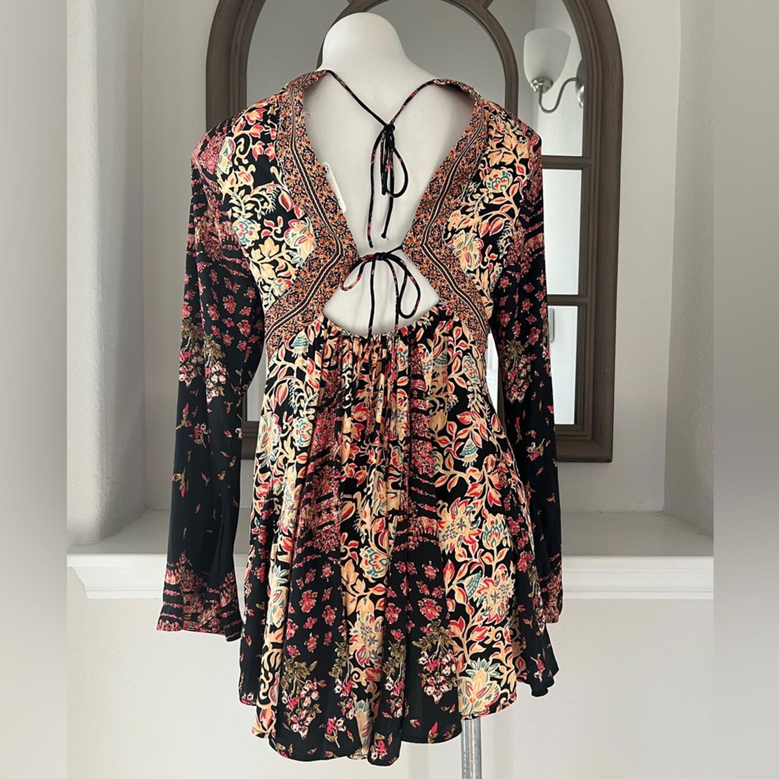 NEW Free People Stevie Printed Tunic-Black, Size XS New w/Tag Retail $128