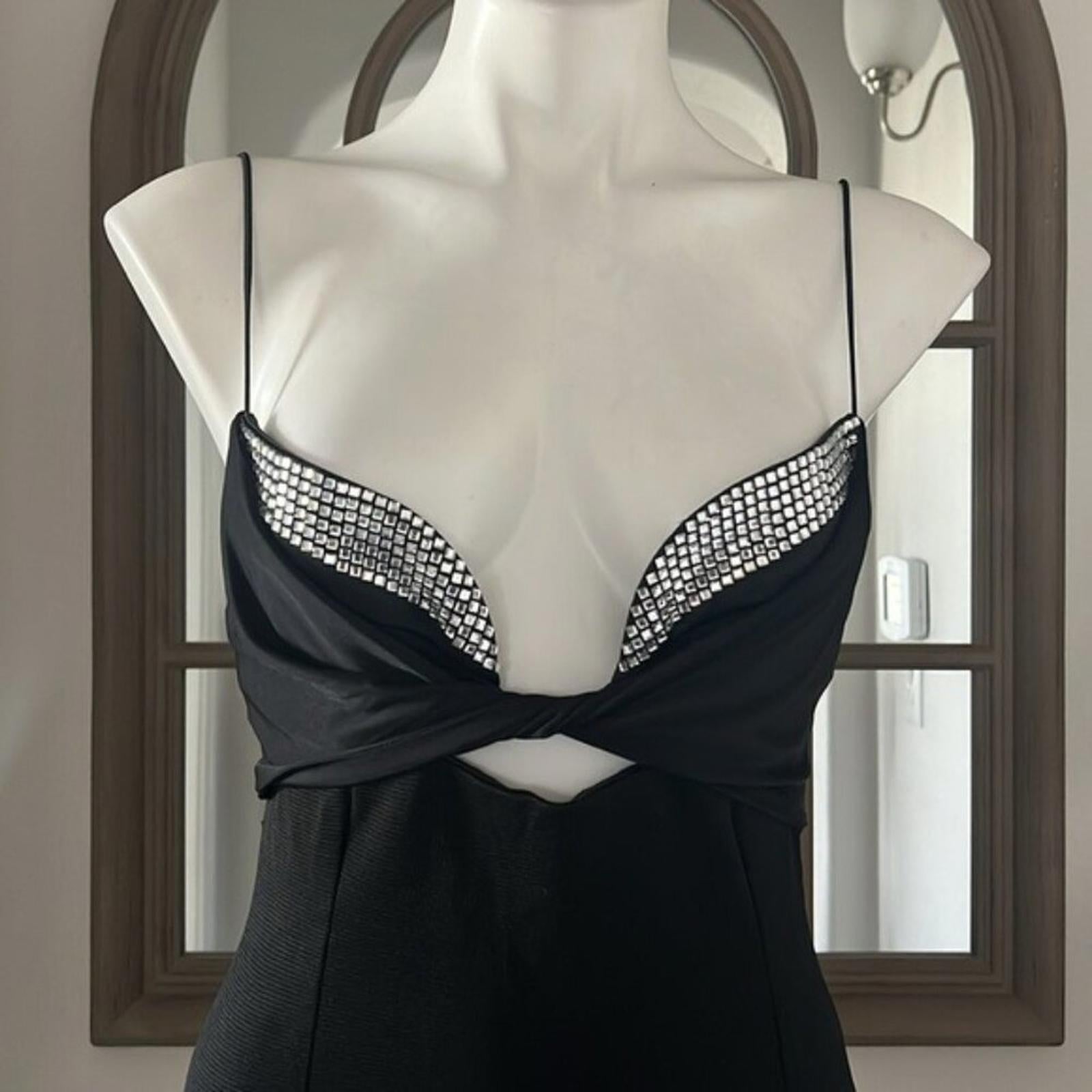 Galvan London Crystal Bustier Dress in Black Size US10 FR42 UK10 NEW w/Tag $1895