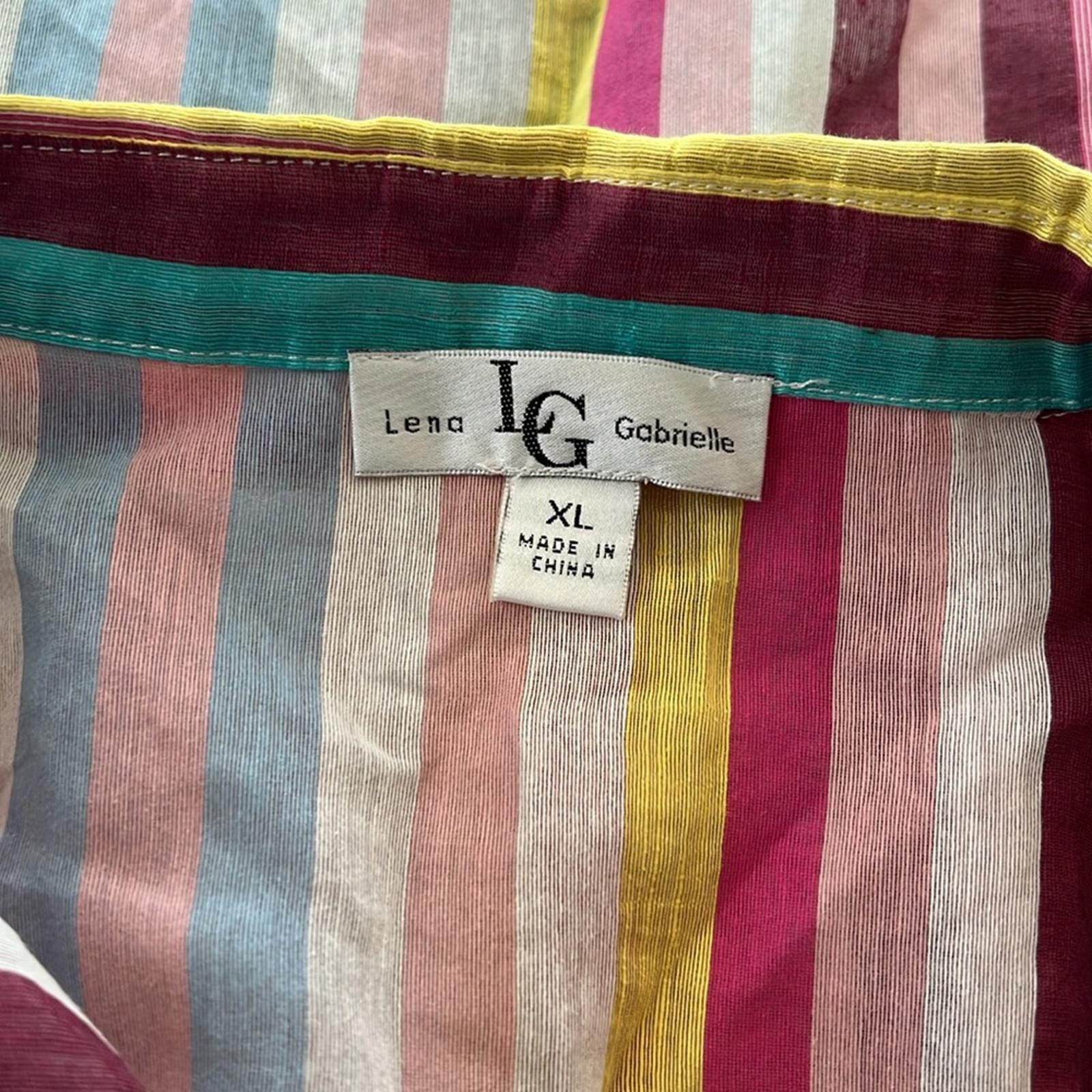 Lena Gabrielle Linen-Blend Summer Stripe Shirt, Size XL New w/Tag $120