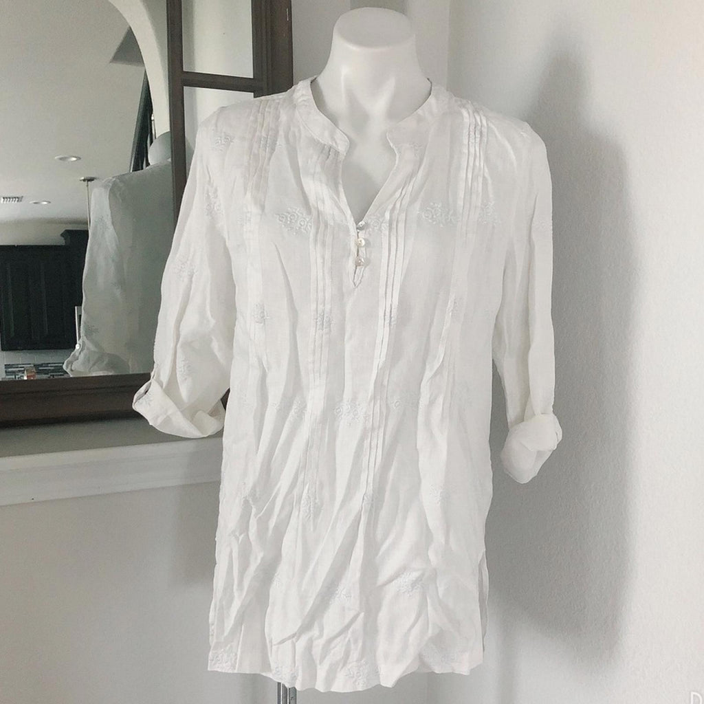Anthropologie’s Cynthia Rowley Linen Shirt Tunic in White, Size L