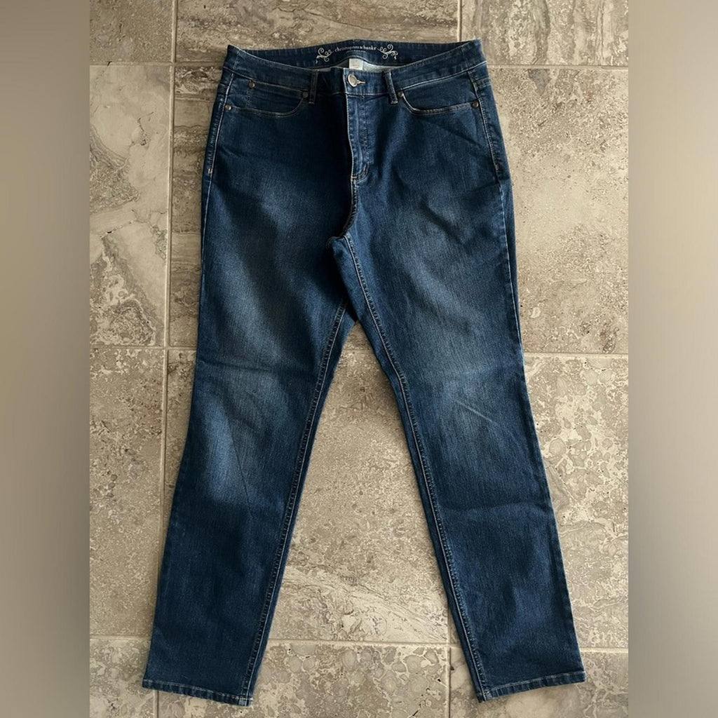 NEW Christopher & Banks Straight Leg Modern Fit Jeans, Med Stonewash, Size 10