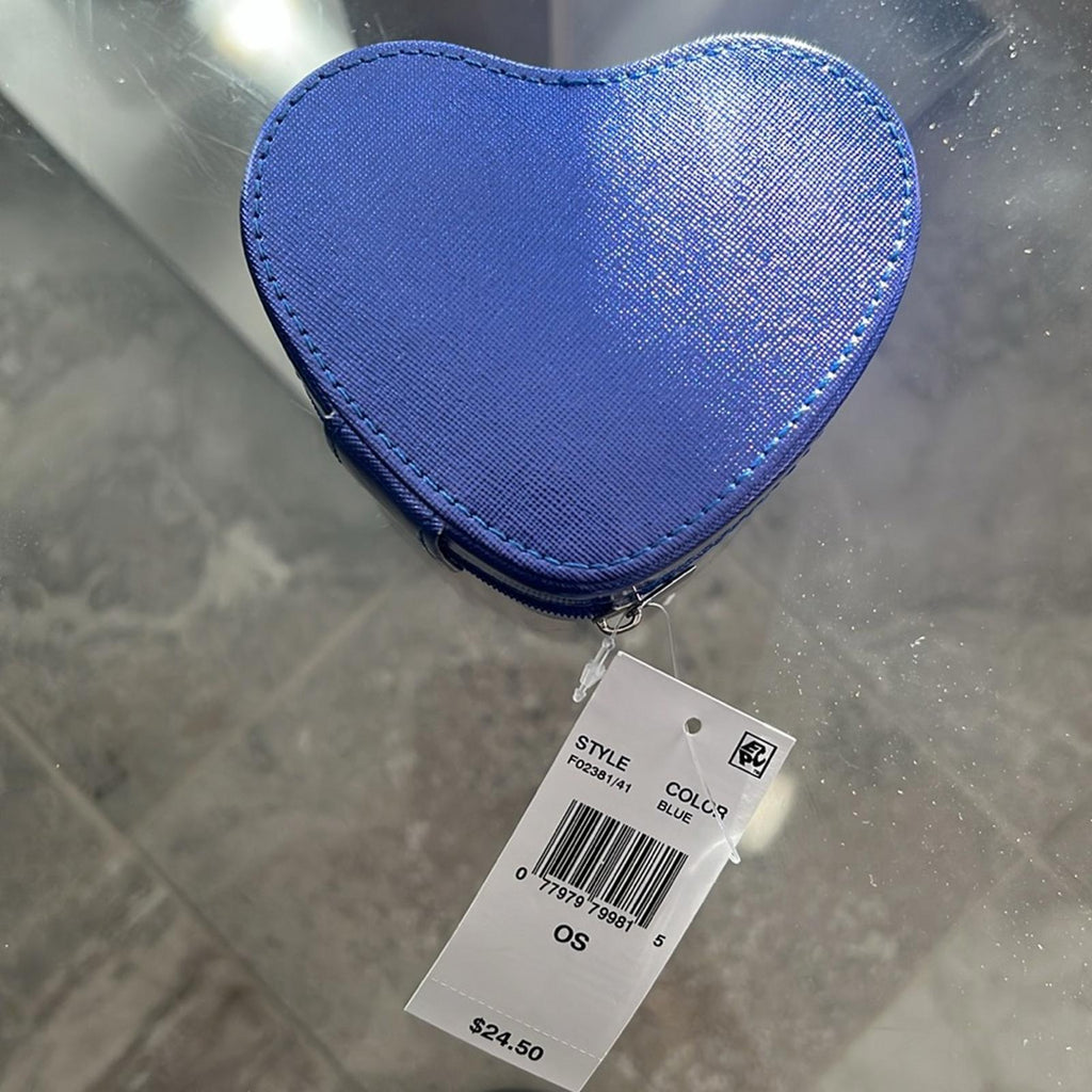 Stella & Max Heart Shaped Compact Jewelry Travel Box in Blue, New w/Tag