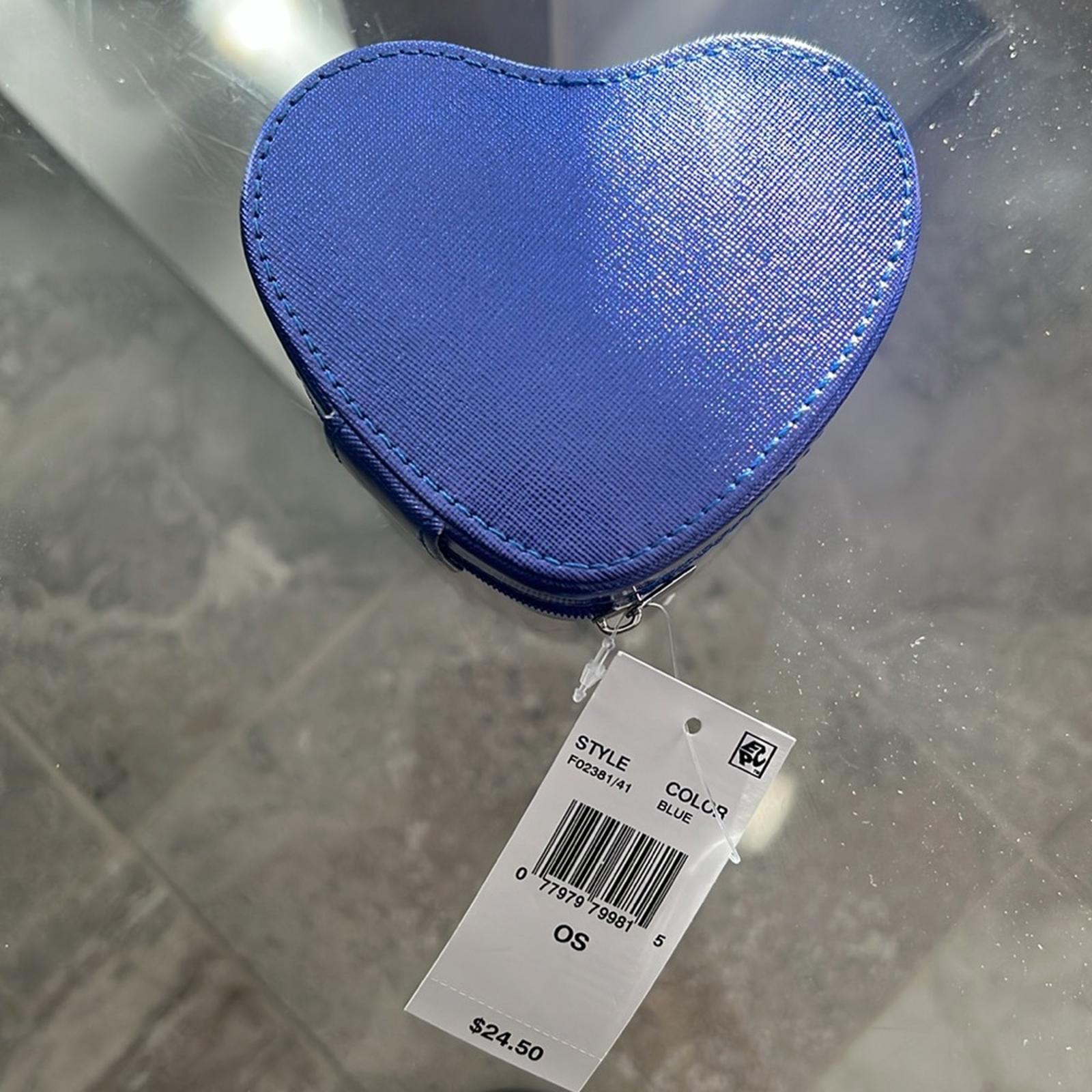 Stella & Max Heart Shaped Compact Jewelry Travel Box in Blue, New w/Tag
