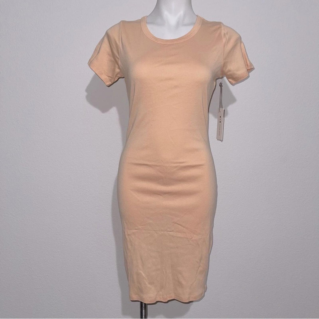 Three Dots Jersey S/S Crewneck T-Shirt Dress in Apricot Ice Size L New w/Tag