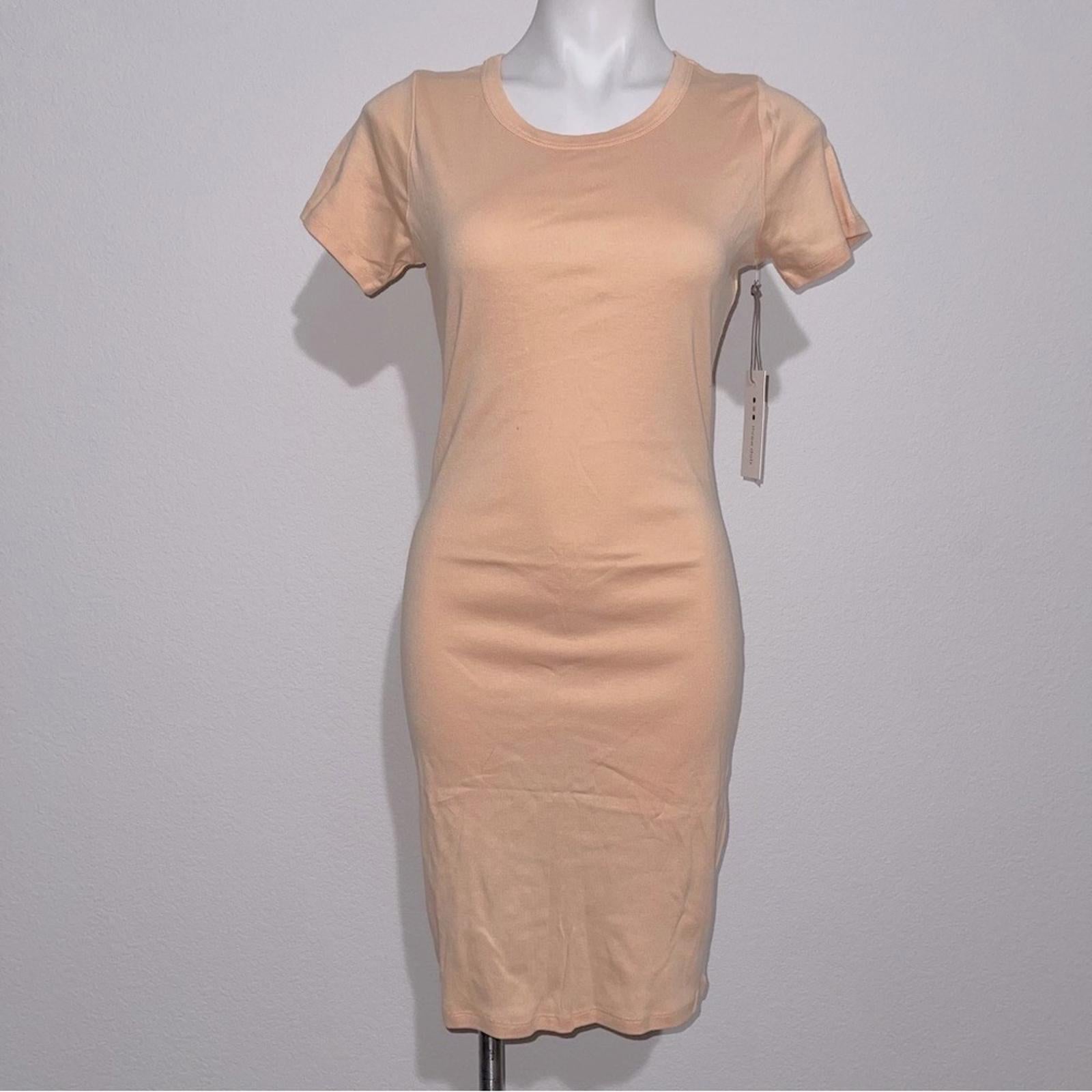 Three Dots Jersey S/S Crewneck T-Shirt Dress in Apricot Ice Size L New w/Tag