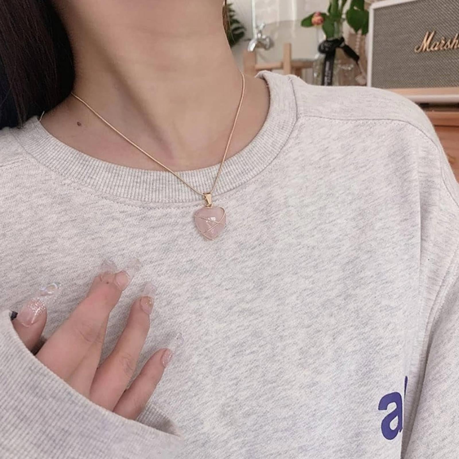 Moonstone Necklace Rose Quartz Heart Necklace, NEW